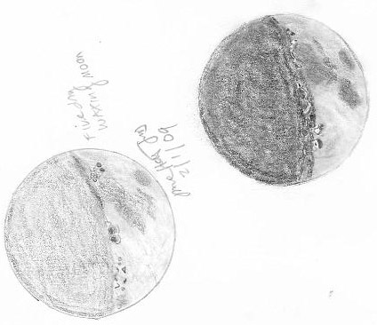 sketch of 5-day old waxing moon